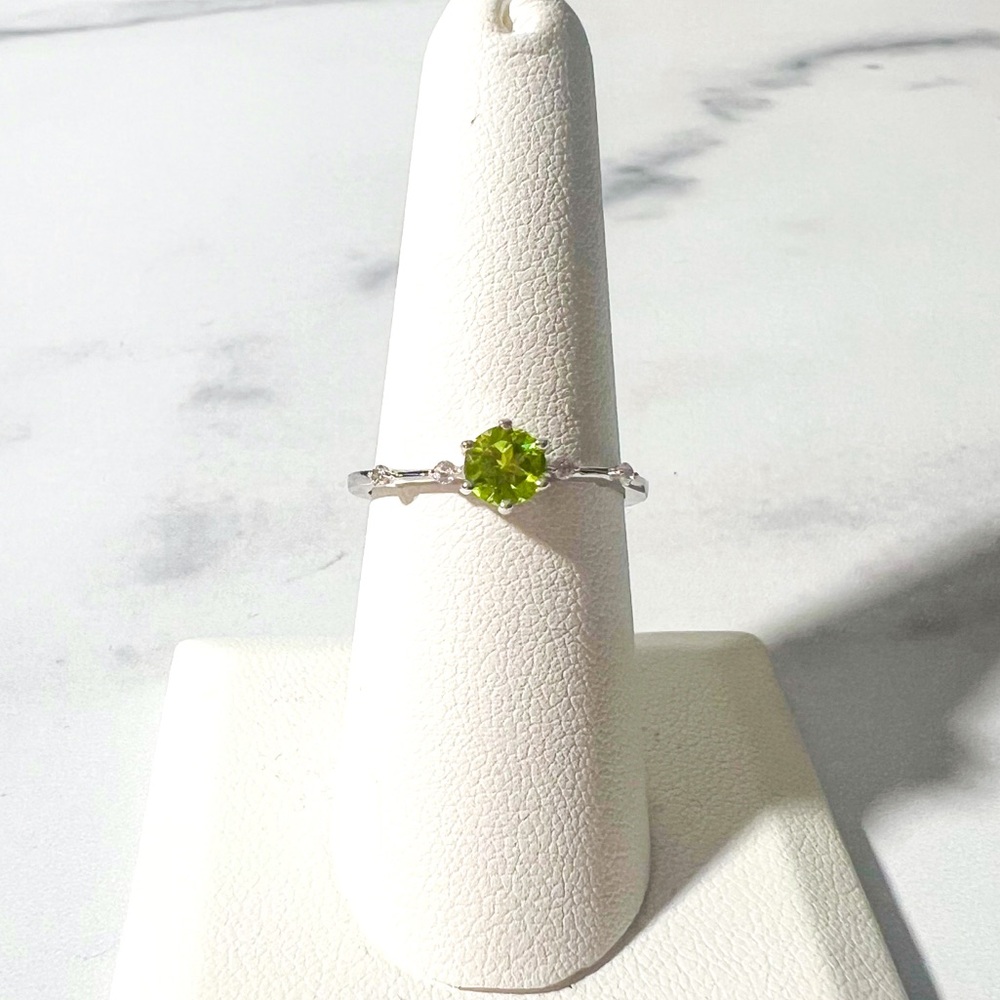 .51ct Peridot and .07ctw Zircon Sterling Silver Ring